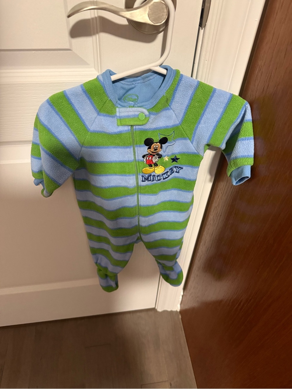 Vintage Disney store Striped Blue and Green Mickey Footed One-Piece